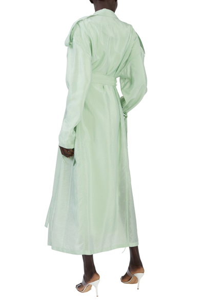 Shop Lapointe Textured Sheer Cupro Relaxed Trench In Aloe
