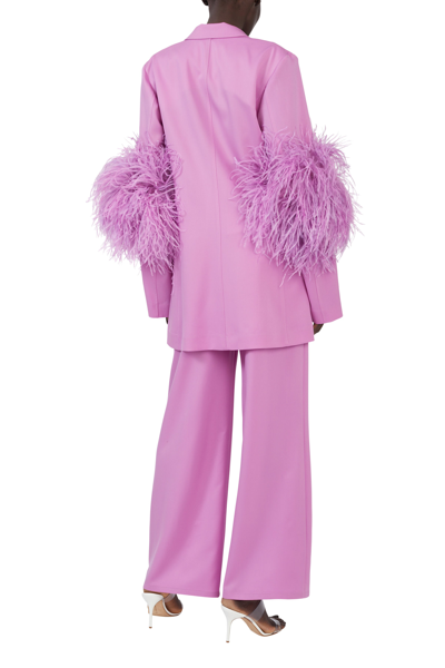 Shop Lapointe Wool Single Breasted Blazer With Feathers In Orchid
