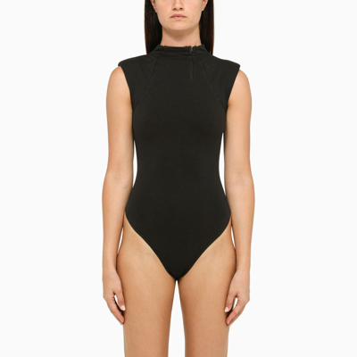 Entire Studios Dark Grey Jersey Bodysuit In Grey