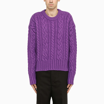 Shop Ami Alexandre Mattiussi Purple Wool Crew-neck Sweater