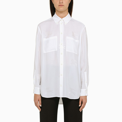 Shop Burberry White Silk Shirt