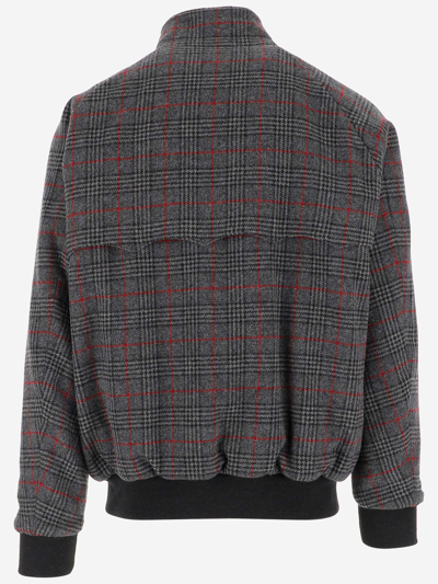 Shop Baracuta Check Pattern Wool Jacket In Rosso