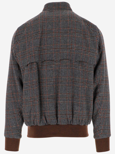 Shop Baracuta Check Pattern Wool Jacket In Rosso