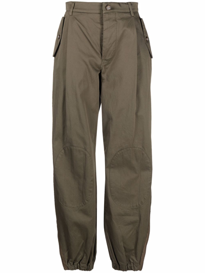 Shop Dolce & Gabbana Cotton Military Trousers In Green