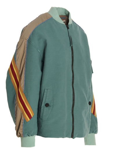 Incotex Red Contrast Band Bomber Jacket In Light Blue