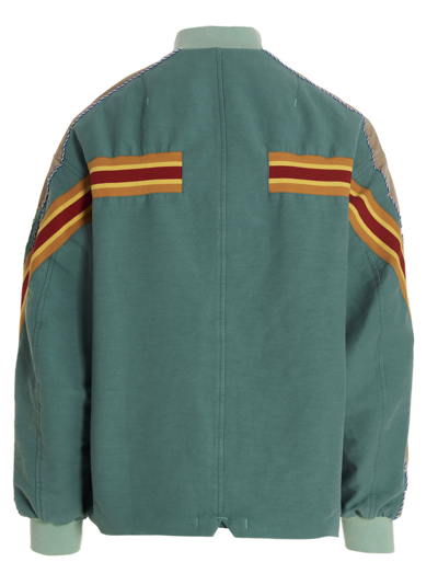 Incotex Red Contrast Band Bomber Jacket In Light Blue