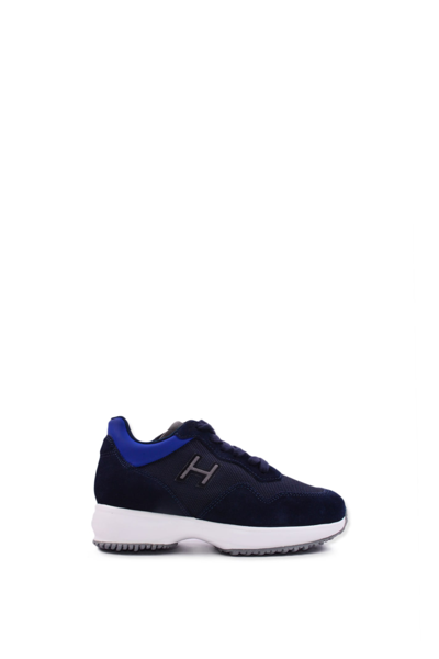 Shop Hogan Interactive Sneakers In Suede Leather In Blue