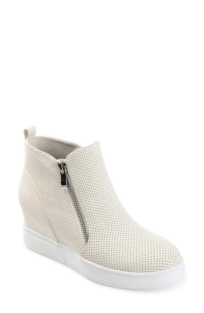 Shop Journee Collection Pennelope Wedge Sneaker In Ivory