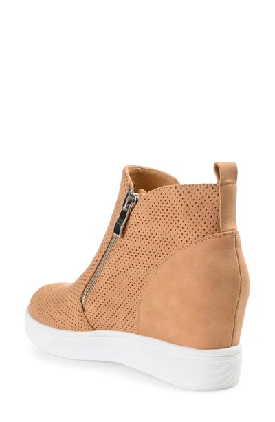 Shop Journee Collection Pennelope Wedge Sneaker In Tan