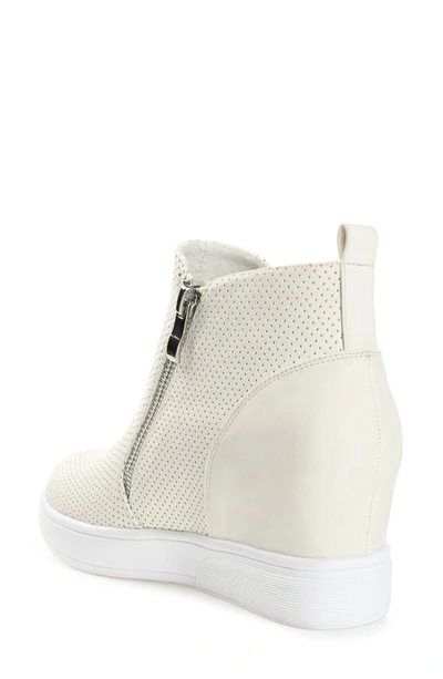 Shop Journee Collection Pennelope Wedge Sneaker In Ivory