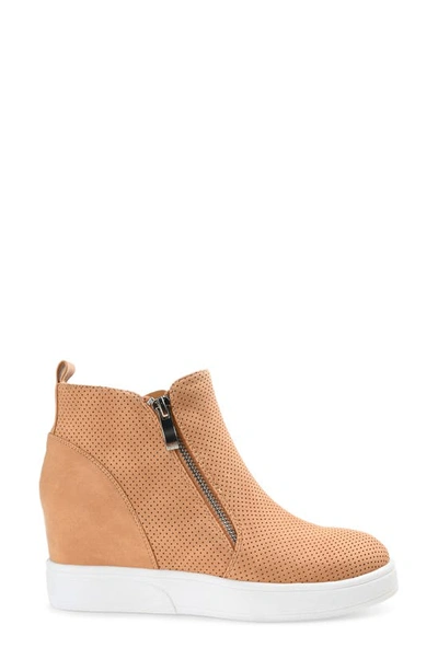 Shop Journee Collection Pennelope Wedge Sneaker In Tan