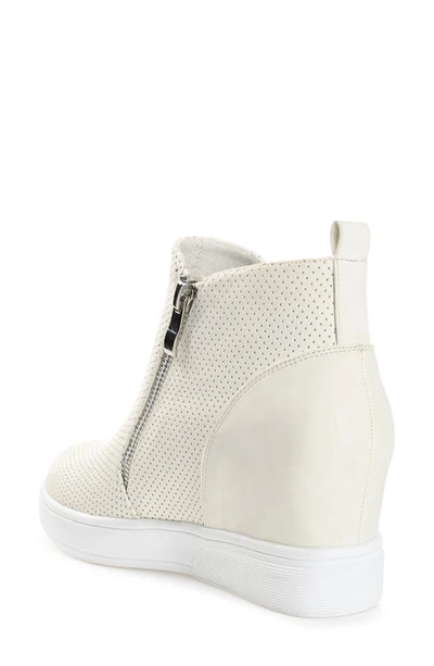 Shop Journee Collection Journee Pennelope Wedge Heel Sneaker In Ivory