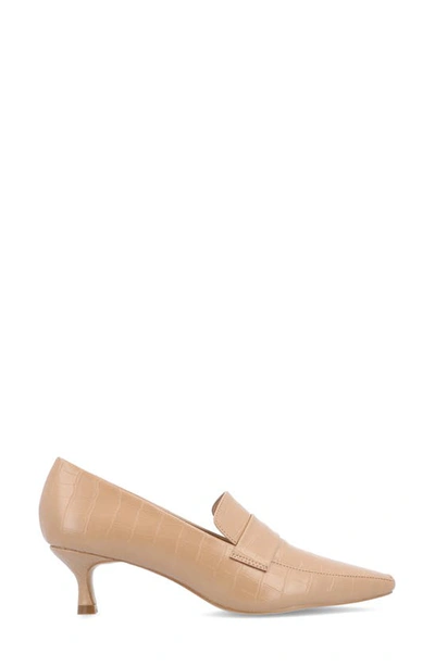 Journee Collection Celina Croc Embossed Loafer Pump In Tan