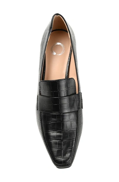 Journee Collection Celina Croc Embossed Loafer Pump In Black
