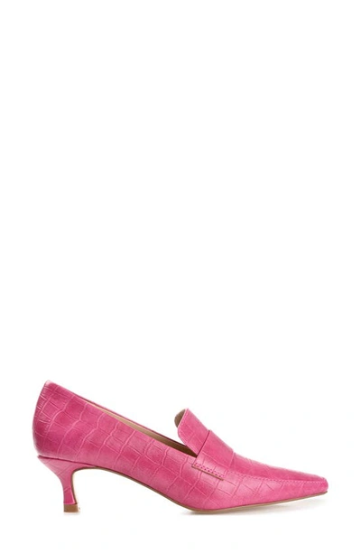 Journee Collection Celina Croc Embossed Loafer Pump In Fuchsia