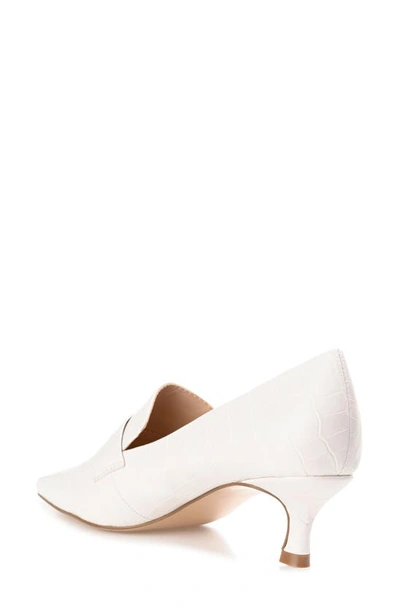 Journee Collection Celina Croc Embossed Loafer Pump In White