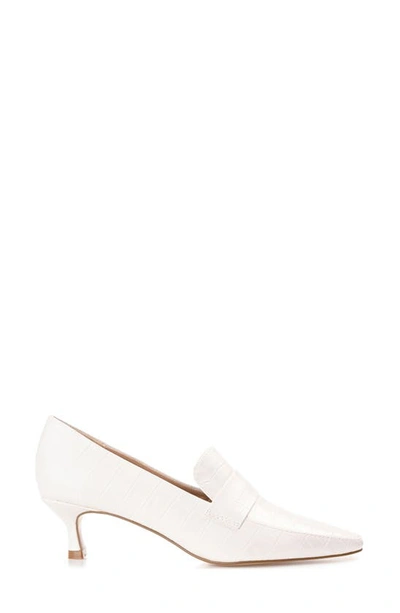 Journee Collection Celina Croc Embossed Loafer Pump In White