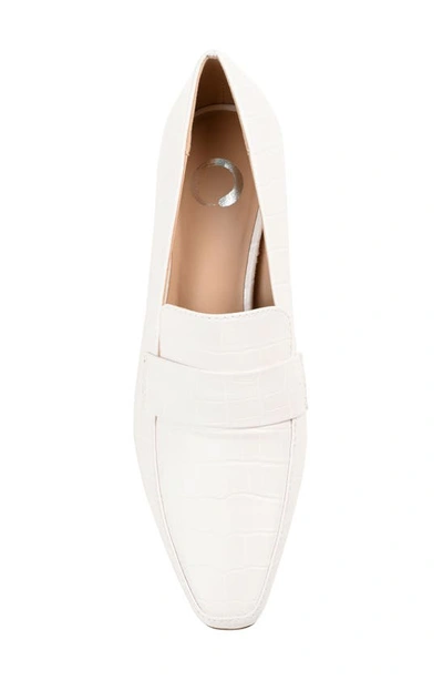 Journee Collection Celina Croc Embossed Loafer Pump In White