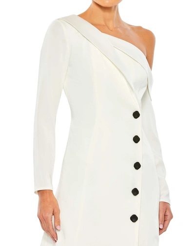 Shop Ieena For Mac Duggal Drop Shoulder Faux Tuxedo Mini Dress In White