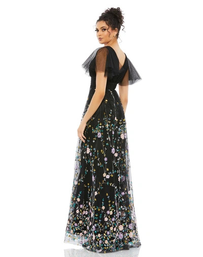 Mac Duggal Sequin Embroidery Tulle A-line Gown In Black Multi