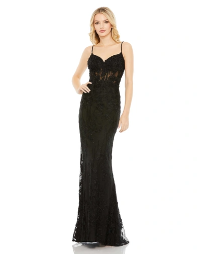 Shop Mac Duggal Embellished Sleeveless Illusion Bodice Gown - Final Sale In Black
