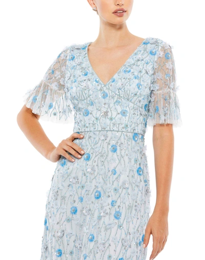 Mac Duggal Embellished Empire Ruffle Hem A-line Gown In Powder Blue