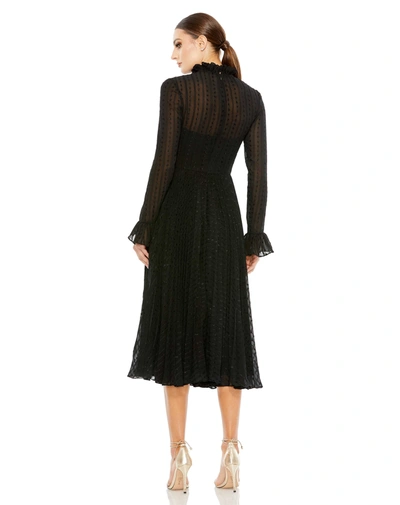 Shop Mac Duggal Embroidered Long Sleeve Ruffle Dress In Black