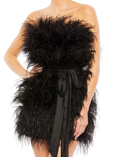 Shop Mac Duggal Feather Strapless Mini Dress In Black