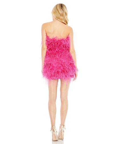Shop Mac Duggal Feather Strapless Mini Dress In Pink