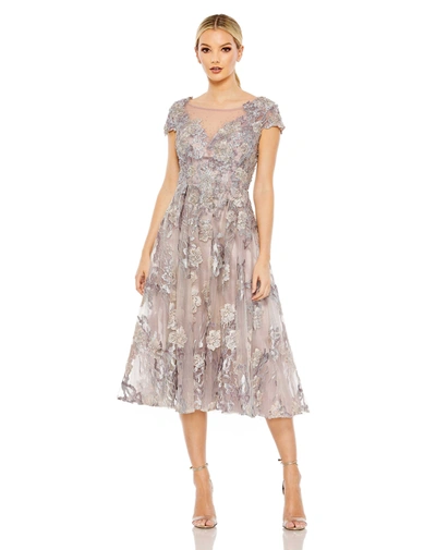 Mac Duggal Womens Beaded Mesh Cocktail And Party Dress In Lilac