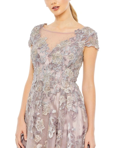 Shop Mac Duggal Embroidered Cap Sleeveless A Line Dress In Lilac