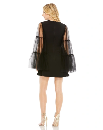 Shop Ieena For Mac Duggal High Neck Flared Sleeve Mini Dress In Black