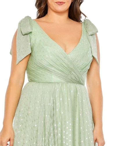 Shop Mac Duggal Iridescent Polka Dot Soft Tie Sleeveless Gown (plus) - Final Sale In Sage