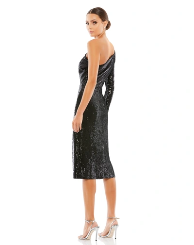 Ieena For Mac Duggal Sequin One-shoulder Sheath Cocktail Dress In Black