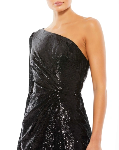 Ieena For Mac Duggal Sequin One-shoulder Sheath Cocktail Dress In Black