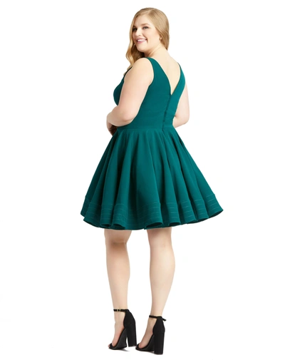 Shop Mac Duggal Sleeveless V Neck Fit & Flare Mini Dress In Emerald