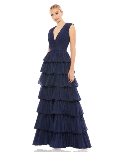Shop Ieena For Mac Duggal Sparkly Ruffle Layered Gown In Midnight