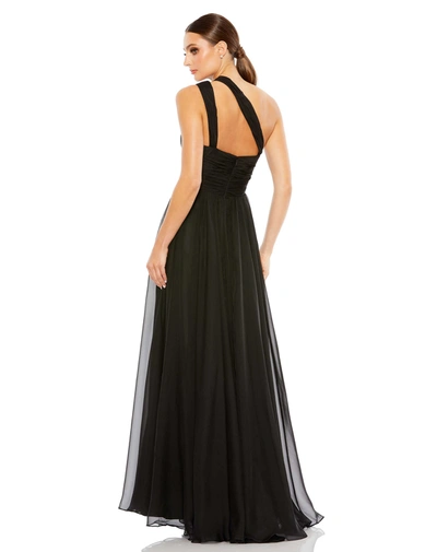 Shop Ieena For Mac Duggal Strappy One Shoulder A Line Gown In Black