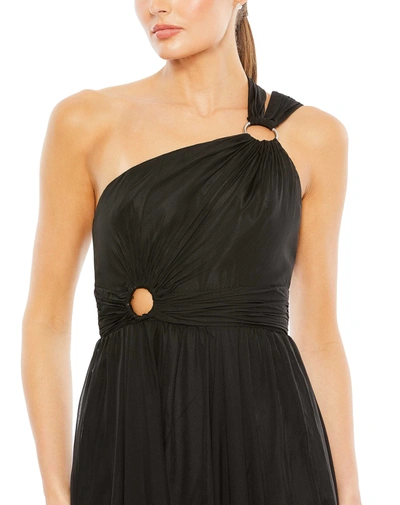 Shop Ieena For Mac Duggal Strappy One Shoulder A Line Gown In Black