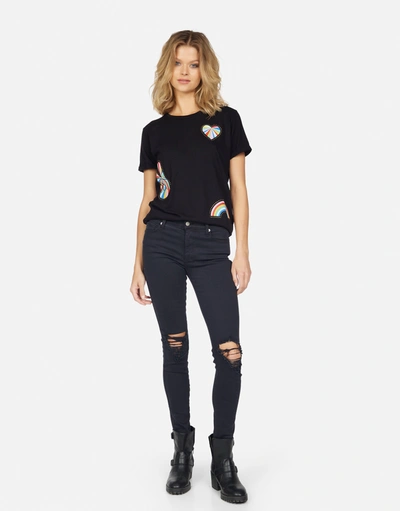 Lauren Moshi Edda Studded Stripe Peace In Black