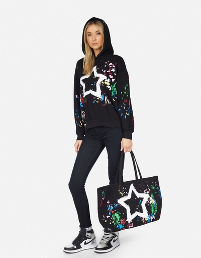 Lauren Moshi Jackie Airbrush Star In Black/ Rainbow Splatter