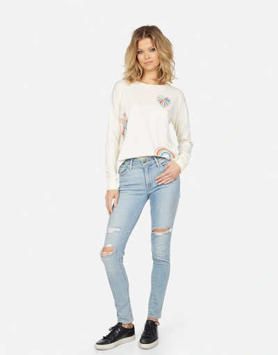 Lauren Moshi Luella Studded Stripe Peace In Light Ivory