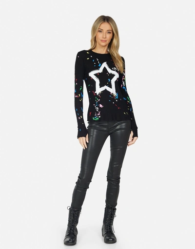 Lauren Moshi Mckinley Airbrush Star In Black/ Rainbow Splatter