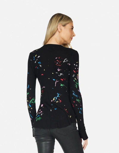 Lauren Moshi Mckinley Airbrush Star In Black/ Rainbow Splatter