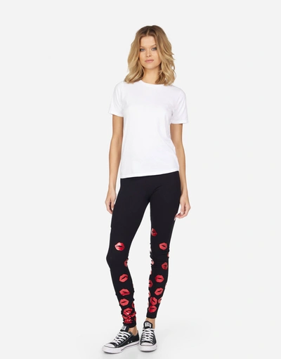 Lauren Moshi Shae Red Foil Scattered Lips In Black