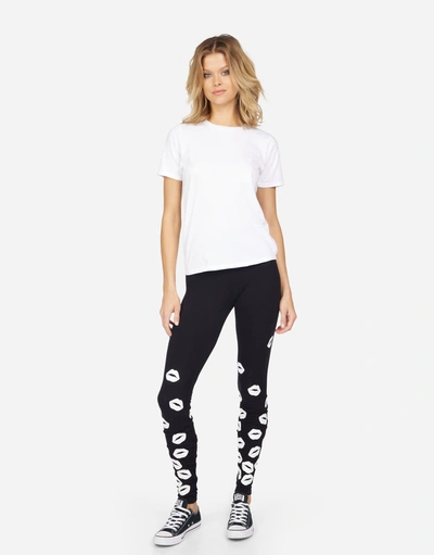 Lauren Moshi Shae White Foil Scattered Lips In Black