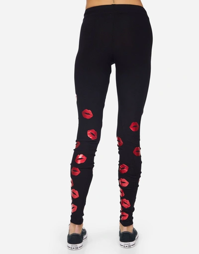 Lauren Moshi Shae Red Foil Scattered Lips In Black