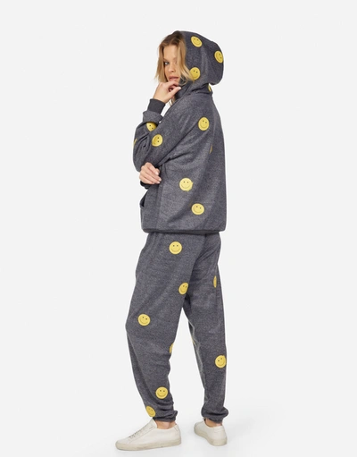 Lauren Moshi Tori All Over Yellow Smiley In Charcoal