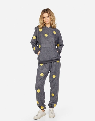 Lauren Moshi Tori All Over Yellow Smiley In Charcoal