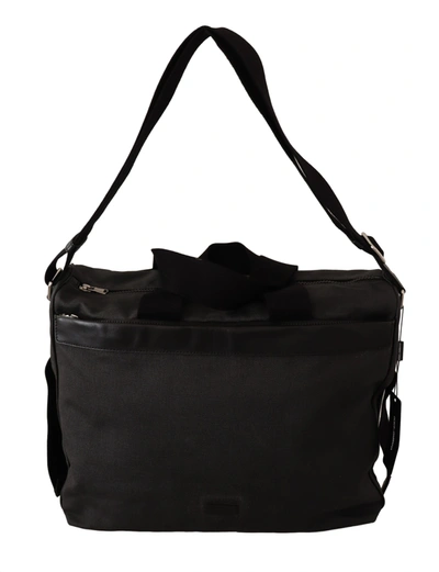 Shop Dolce & Gabbana Black Denim Leather Shoulder Strap Messenger Men's Bag